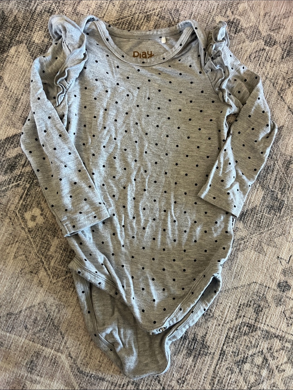 Little Sleepies Gray Polka Dot Ruffle Long-Sleeve Bodysuit